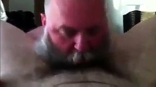 Bearded Daddy Sucks Big Cock