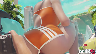 Tracer Beach Blowjob and Condom Fuck & Wild Anal Riding and Titfuck Cumshot - 3D Overwatch Animation