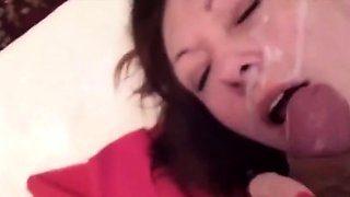Amateur Russian Girl Facialed at Home