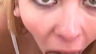 Beautiful blonde Cara Sky POV blowjob cum swallow