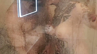 Shower Sex Against the Big Steamy Glass Panel