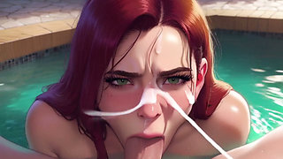 Anime Ai: on a Hot Day, We Got Into the Pool, and Seeing My Girlfriend Naked, I Couldn't Resist Fucking Her