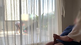 I jism in front of the motel maid…