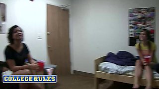 College chick cheats on boyfriend with her friends & takes on a group of guys