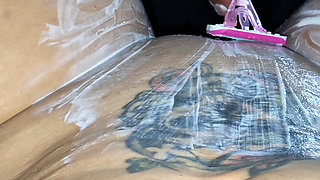 I shave my busty stepmom's pussy and end up licking that delicious pussy.