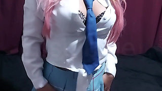 Otaku in Marin Cosplay Masturbates Anal