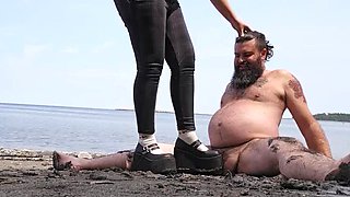 Canadian Couple Rough Sex on Beach - Aggressive CBT Ballbusting & Trampling in HD