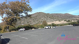 Fiona Peaches sucks that cock in the car and takes a hot load later POV