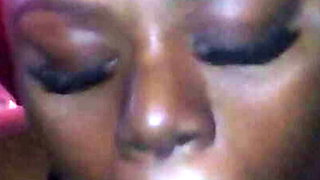 Big Booty Ebony BBW Sucks BBC with Sloppy Deepthroat and Facial Cumshot