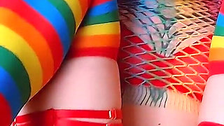Rainbow Redhead Rave Girl Cum Ln Mouth