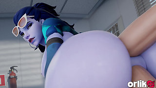 Widowmaker Airport Stuck & DP'd by Two Guys - Overwatch 3D Animation