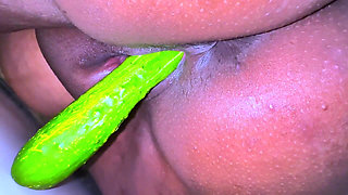 Egyptian Hot Unmarried Girl Riding on Big Cucumber When Her Parents Are Not at Home
