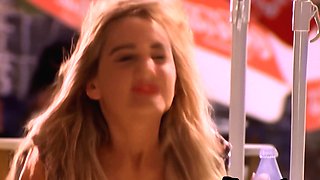 Massive titted teen shows her hairy cunt