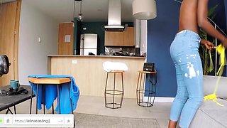 Innocent EBONY LATINA who was curious about ANAL