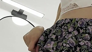 Big Tits Beauty Hot Blonde New Wife in a Cut Modified Short Skirt Loves to Flash Pussy and Ass