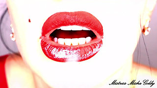 Cum to my red glossy lips and red lustful shapes