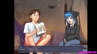 Cute goth girl gets caught loving her roommate's enormous cock in summertime saga