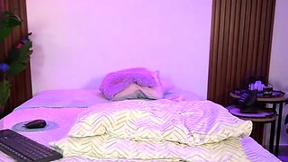 Cute curly brunette solo webcam masturbation