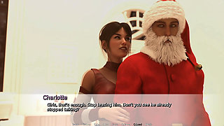 Santa Claus Fucking Three Stepsister's Pussy In A Row Foursome Sex