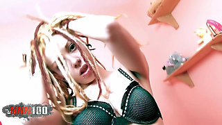 Nataly Divine: Skinny Young Spanish Babe Nataly Divine Playing with a Dildo and Sucking Her Boyfriend