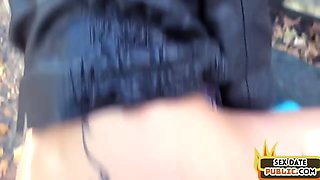 Real pulled granny gives outdoor head