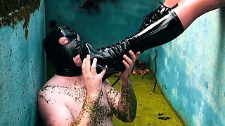 Foot fetish rimming for blonde outdoors