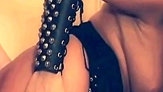 Slave Masturbates with Two Dildos and Then Gets Cum on Her Asshole