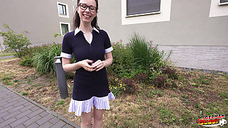 German Scout - Slim and Shy German Glasses Student Girl Ronya Rabe at Casting Fuck