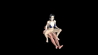 Animated 3D Porn - Beautiful Girl Riding Asian Man Dick in Pussy & Ass