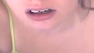 Young Blonde Babe Sucks and Rides Her Dildo