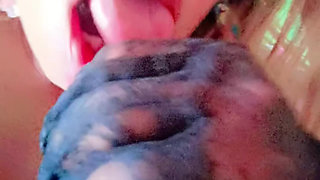 Masturbation black sexy Gloves ride my dick so excited nd baby girl need drink al milk in the morning