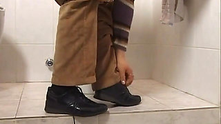 Blonde milf fucking in the toilet