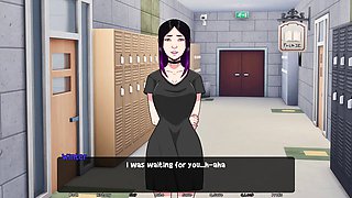 Big boobed mother in an anime visual novel with a caboose