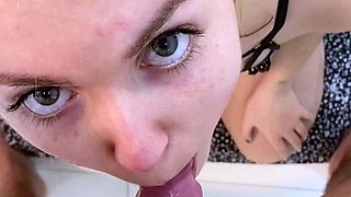 Real blonde amateur giving a POV blowjob