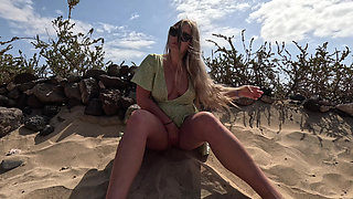 Can't Hold It and Pee Into the Sand on the Public Beach