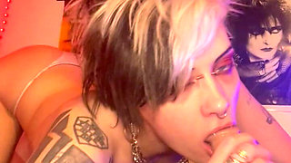 Silver Micro Bikini Sloppy Solo BJ Topless