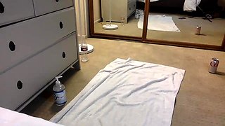 Amateur young teen solo masturbation on her livingroom