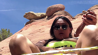 Chubby Asian Outdoor Masturbating