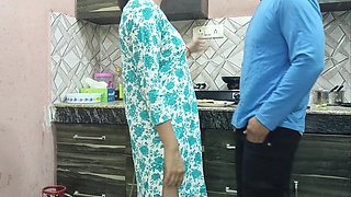 Beautiful Indian Step Mom Pussy and Butt Fucked Hard by Step Son while he is in kitchen